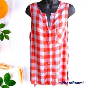🎯🎯SALE🎯🎯 Nwot Fever Plaid Orange Sleeveless Top Sz M